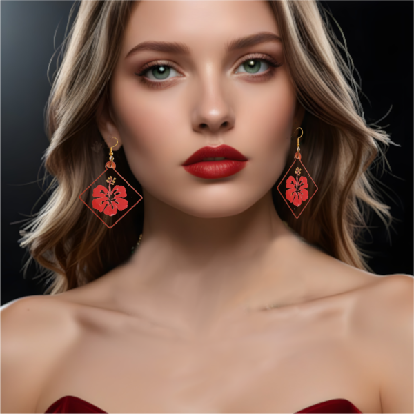 Boucles d'oreilles_hibiscus rouge