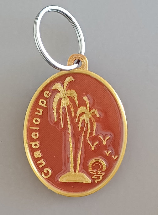Porte-clé "Couple sous cocotiers OR"