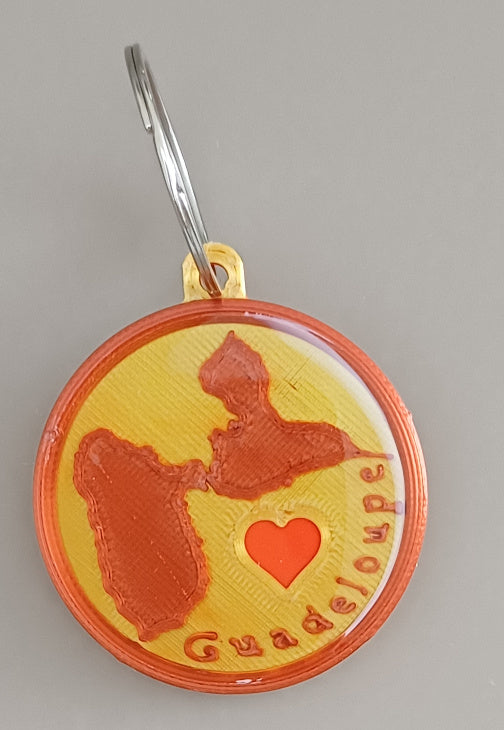 Porte-clé "Guadeloupe Coeur Rouge"